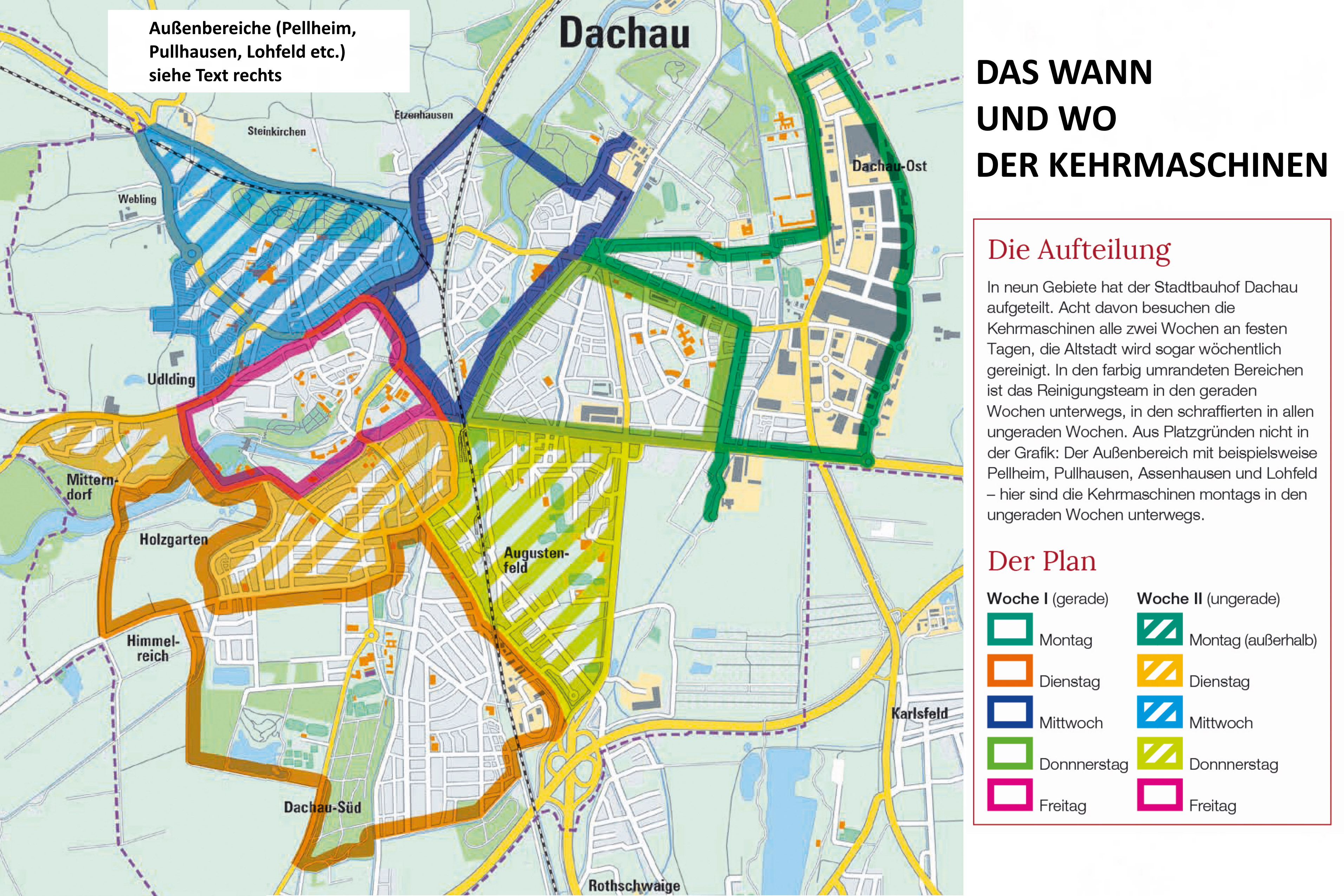 Kehrplan der Stadt Dachau zur Straßenreinigung